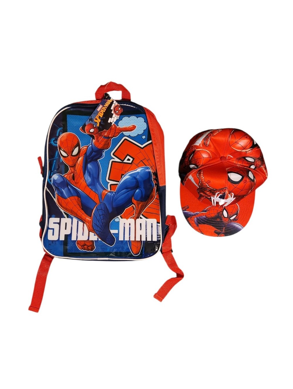 Marvel Spider-Man Kids Backpack and Cap Set - Red & Blue
